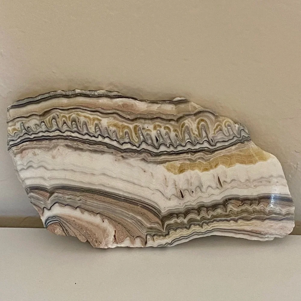 Zebra Calcite Crystal Slab – Earth-Toned Striations – Statement Display Piece - Picture 2 of 5